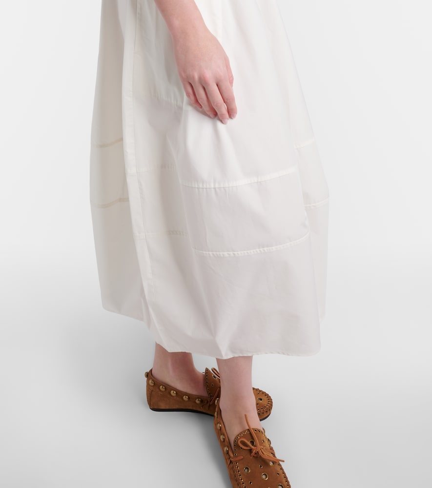 Cotton poplin midi skirt