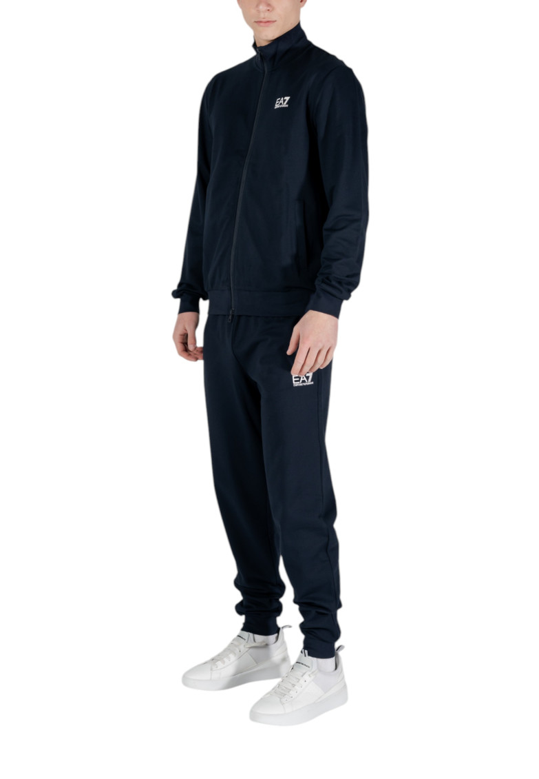 Dark Blue Cotton Solid Tracksuit
