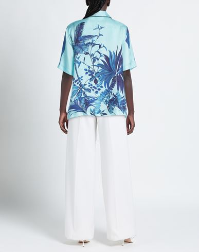 F. r.s. For Restless Sleepers Woman Shirt Azure Size S Silk