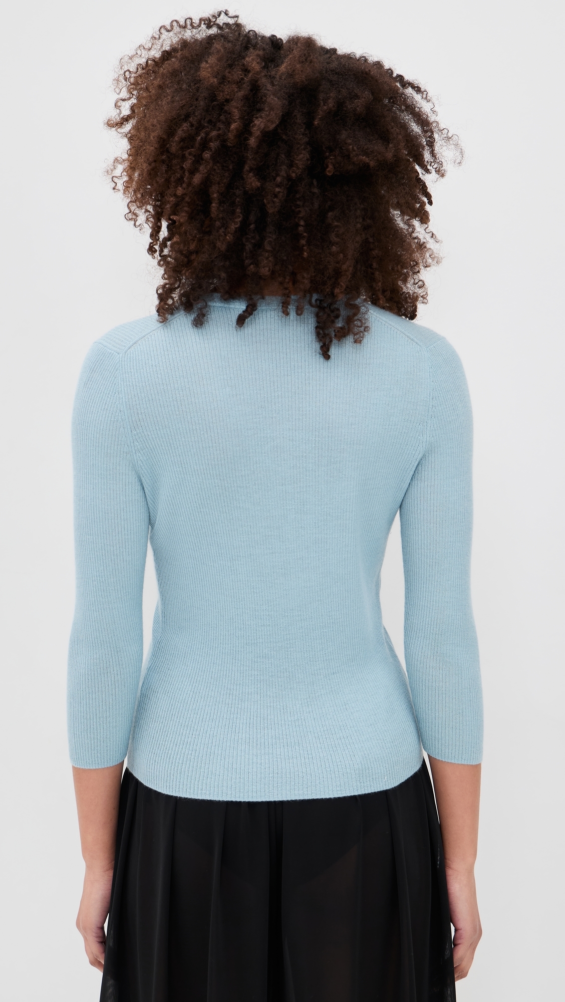 Solid High V Neck Long Sleeve Pullover Clearwater