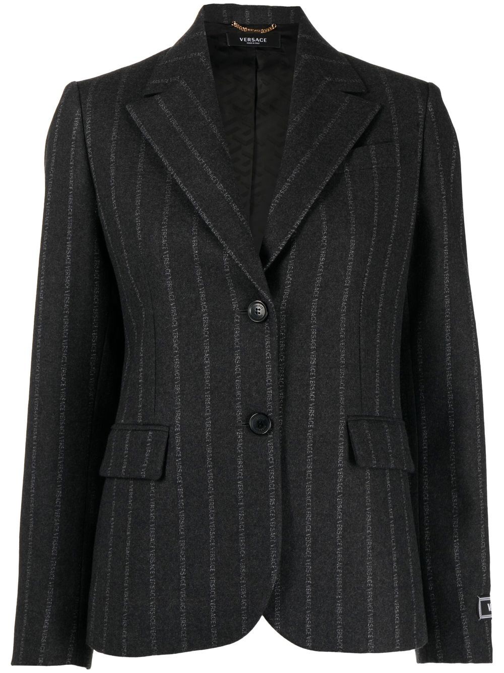 Ges logo-pinstripe blazer - Black