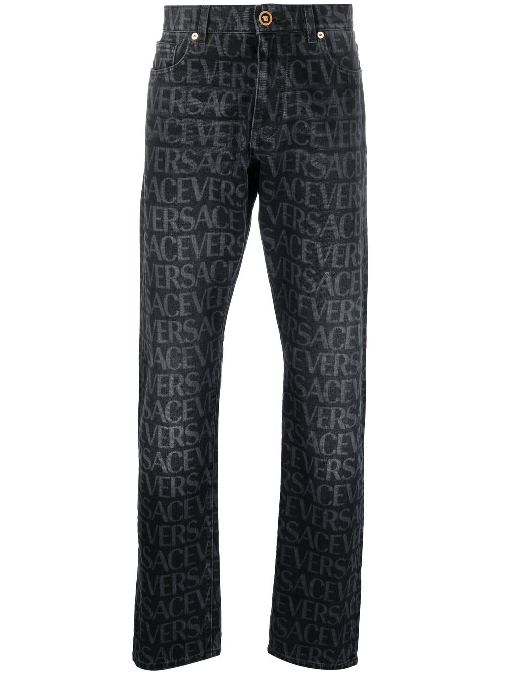 Logo-print straight-leg jeans - Black