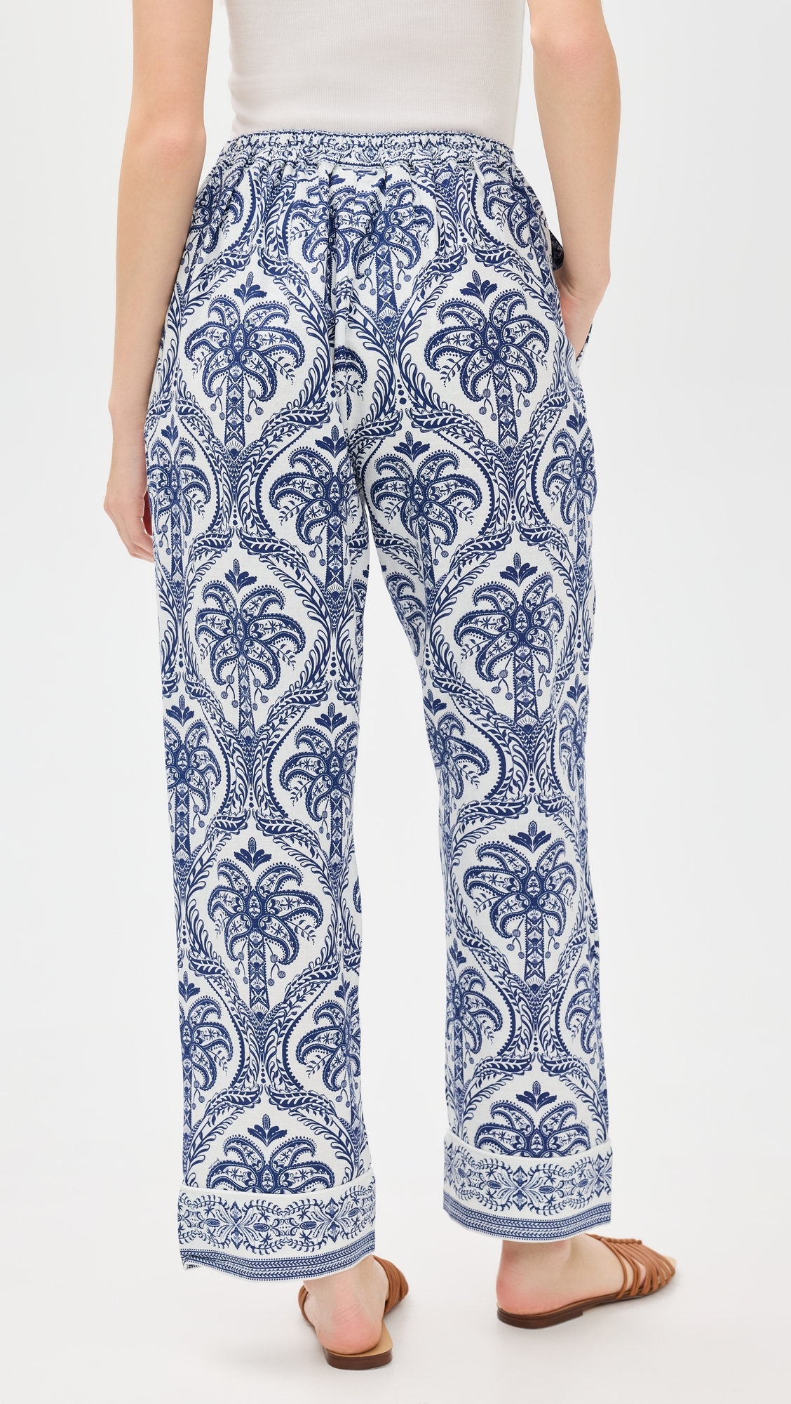 FARM Rio Blue Tropical Cameo Off-White Pajama Pants Blue Tropical Cameo Off-White