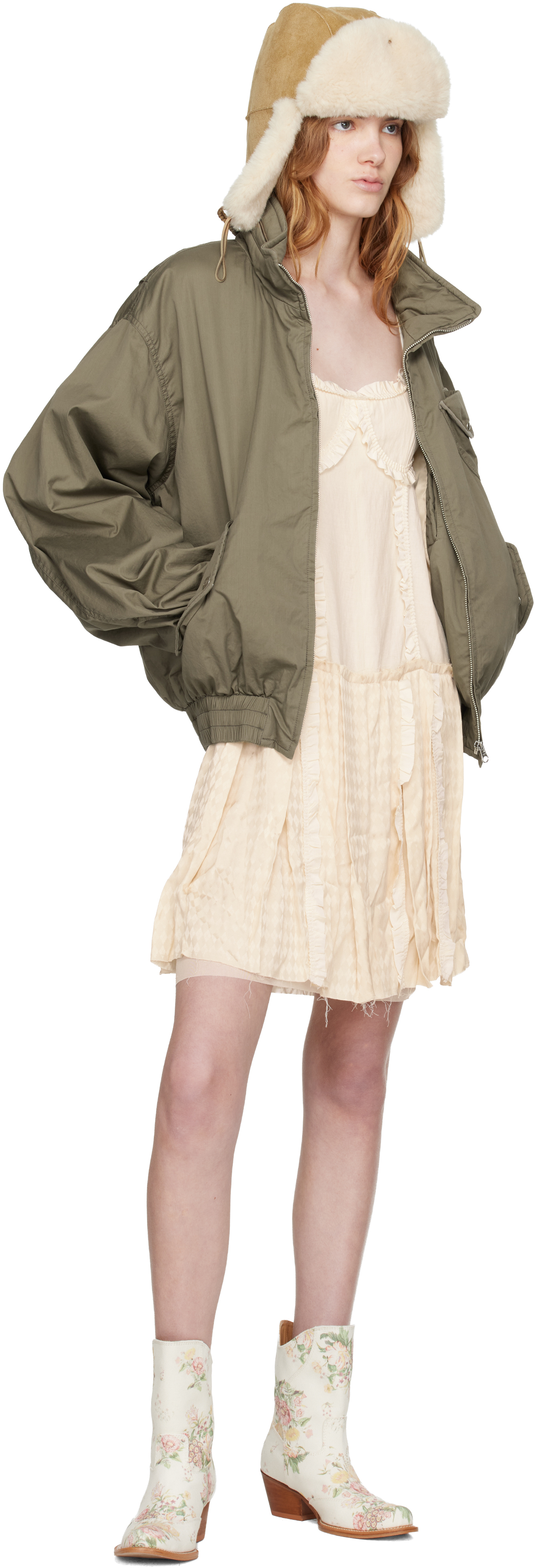 Off-White Flapper Pleats Midi Dress