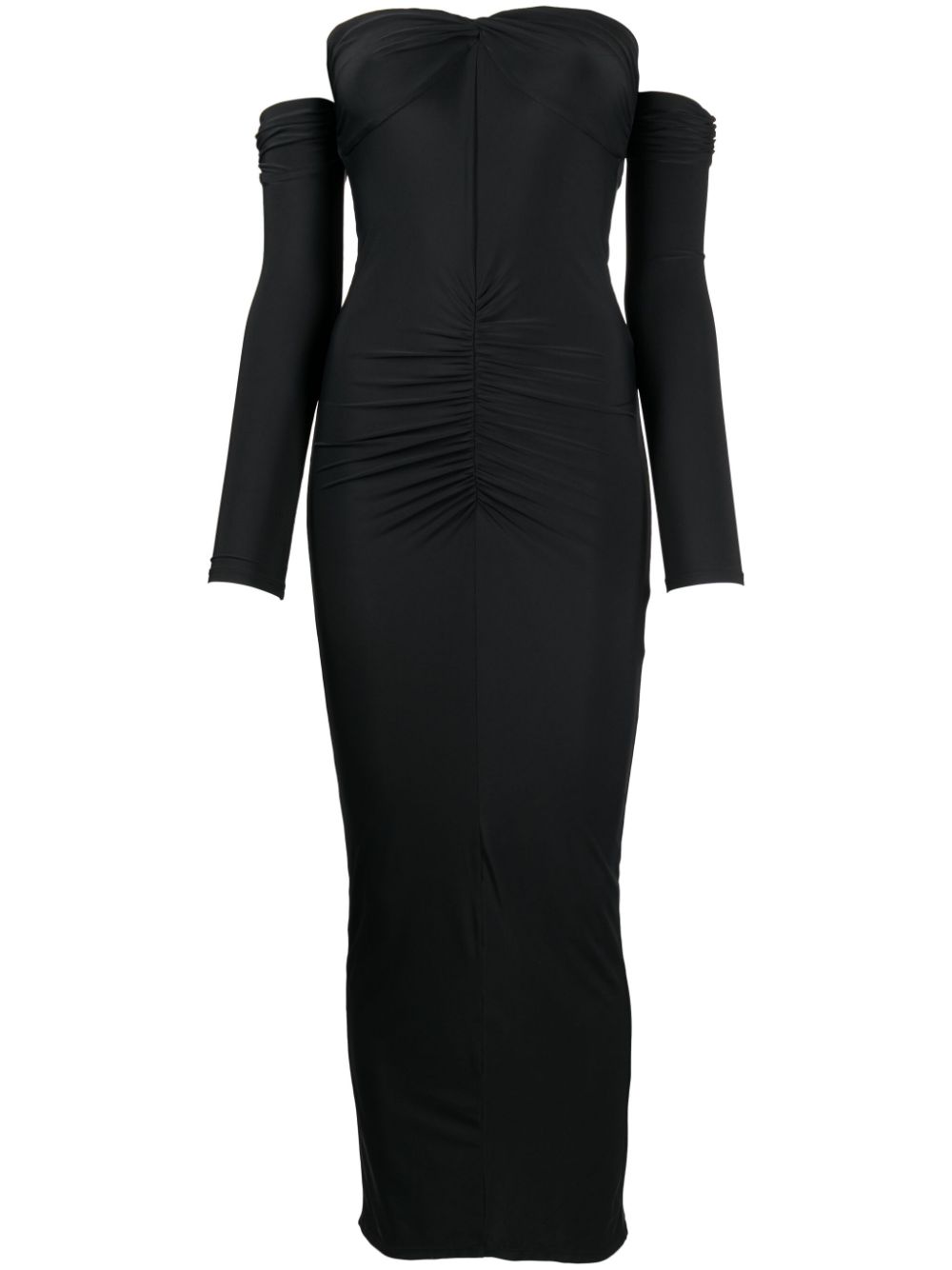 Bandeau ruched midi dress - Black