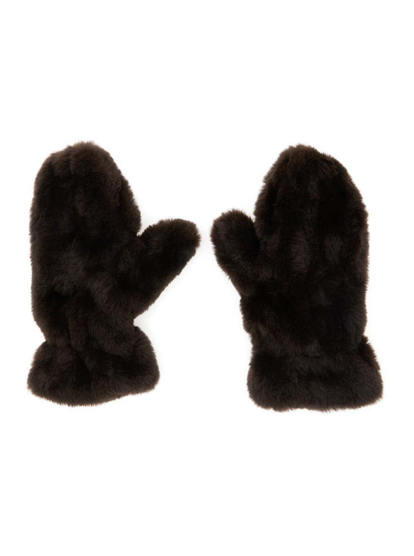 Coco Brown Gloves In Ecofur Woman