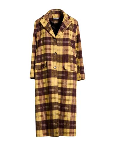 Woman Coat Yellow Size 12 Acrylic, Polyester, Wool
