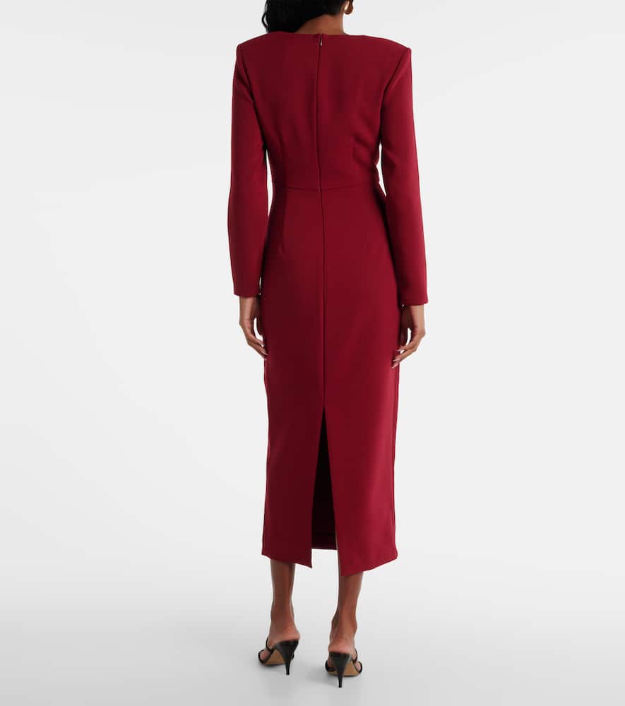 Long-sleeved crêpe midi dress