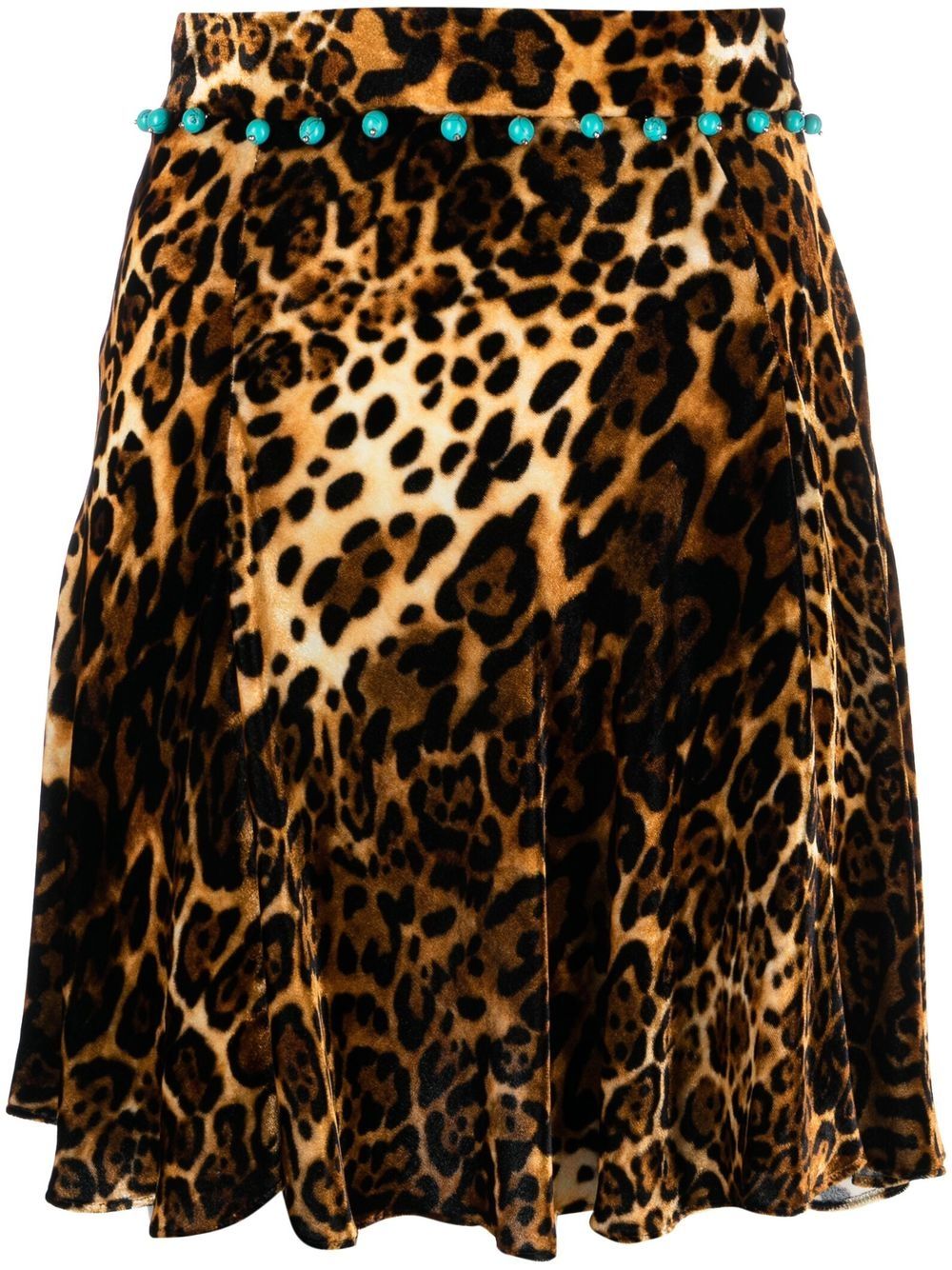 Ocelot-print velvet mini skirt - Neutrals