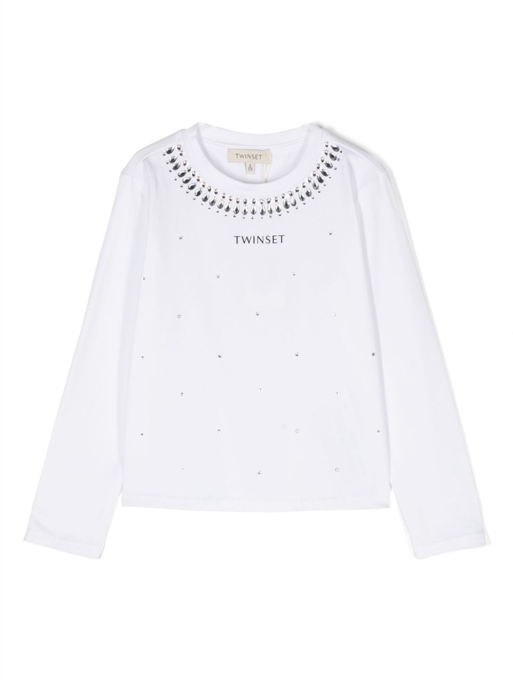 Rhinestone-embellished jersey T-shirt - White