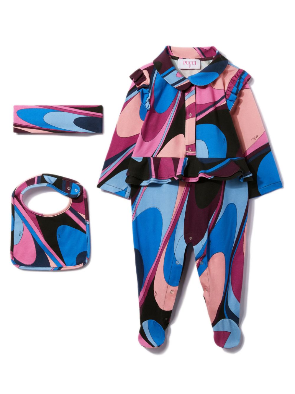Onde-print babygrow set - Pink