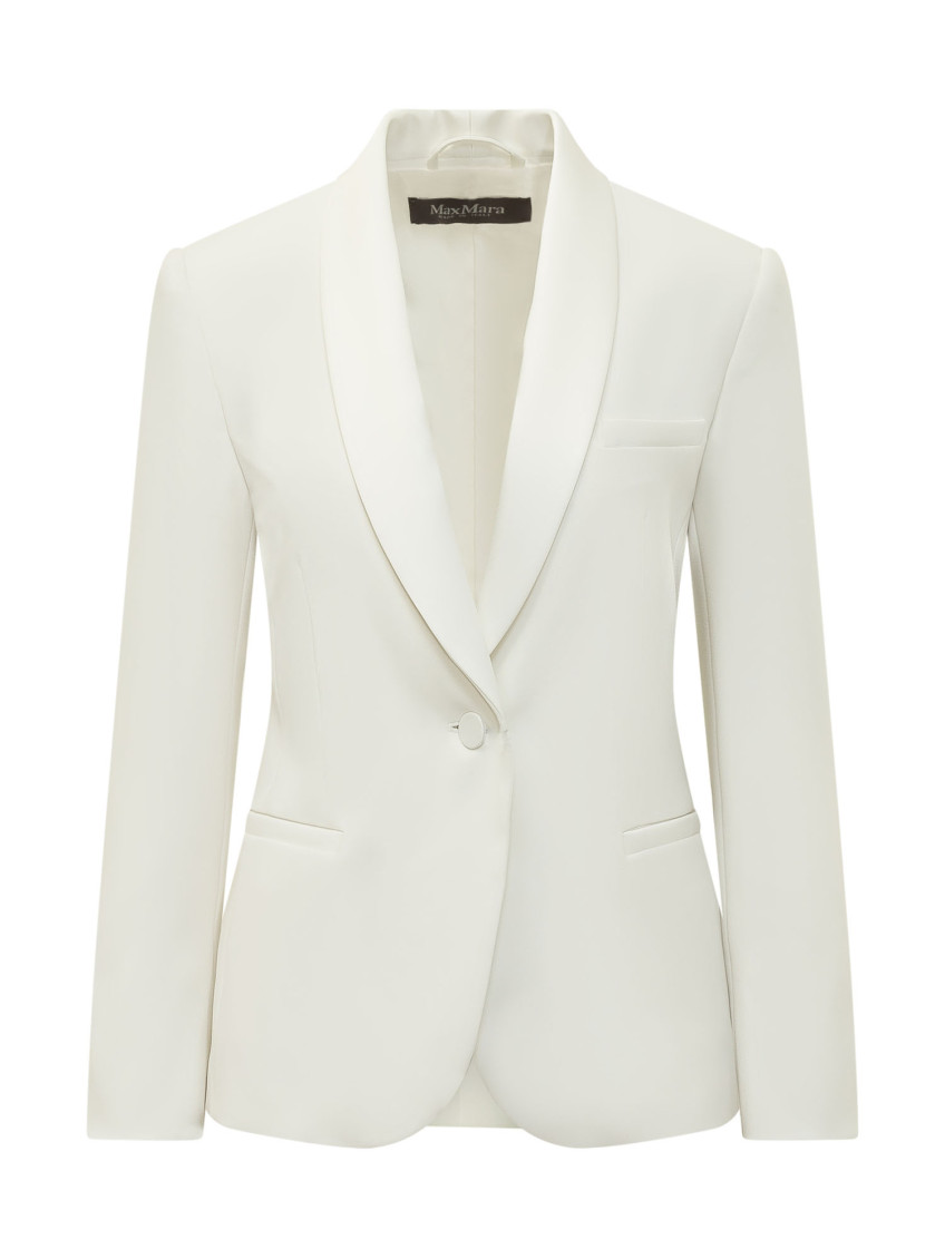 White Solid Shawl Lapel Blazer