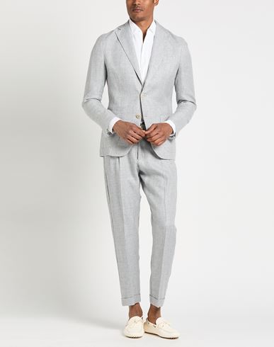 Platinum Man Suit Grey Size 40 Linen, Wool, Silk