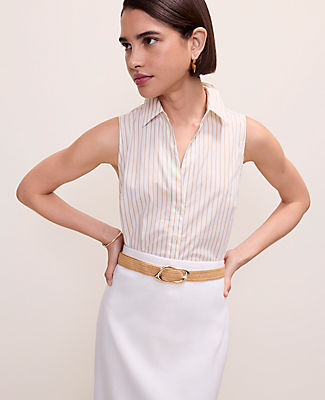 Ann Taylor Striped Sleeveless Essential Shirt