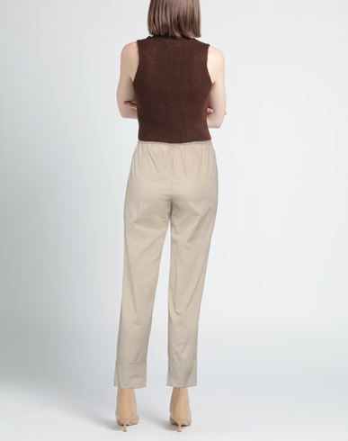 Woman Pants Beige Size S Cotton, Elastic fibres