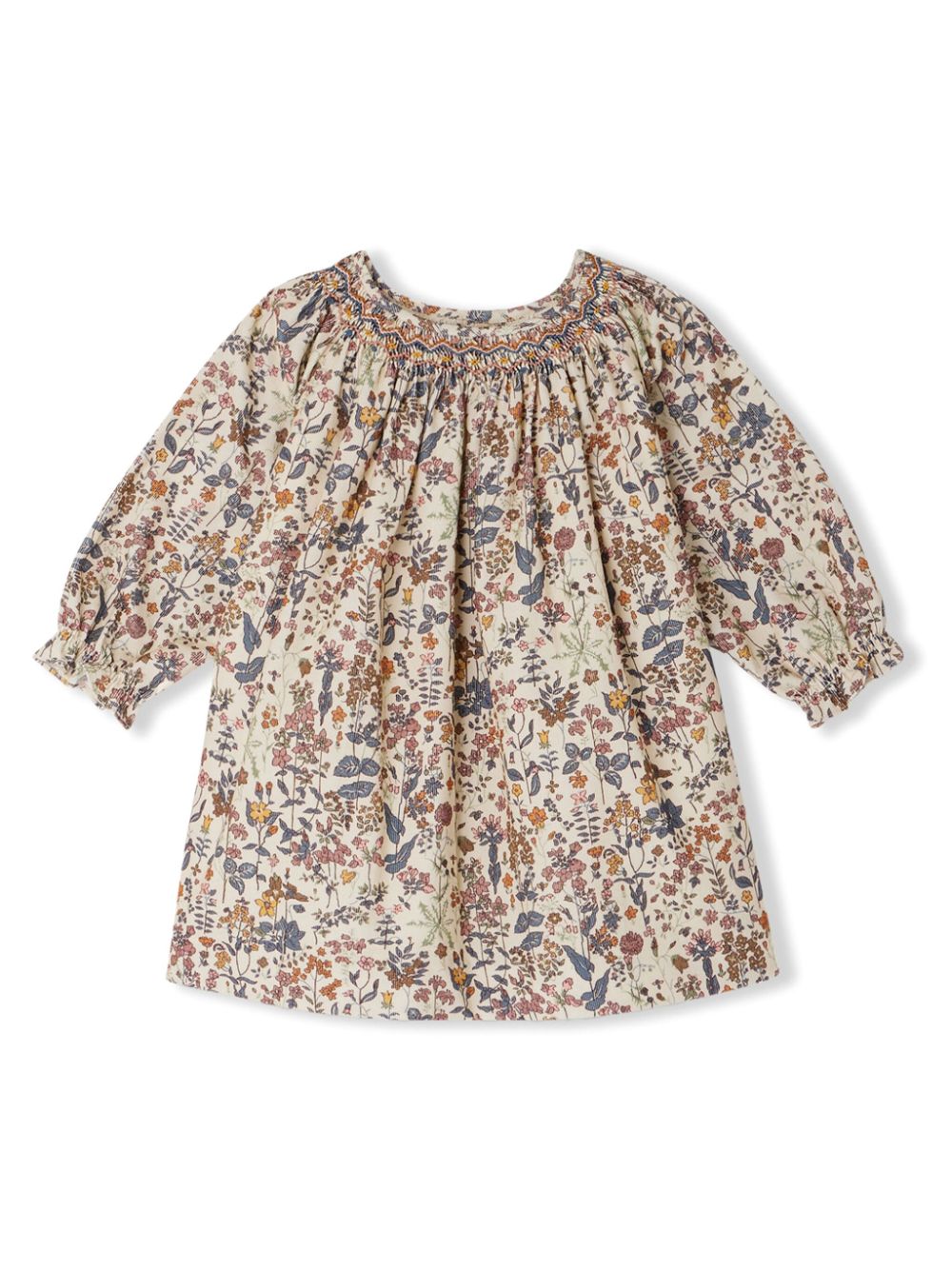 Floral-print cotton dress - Neutrals