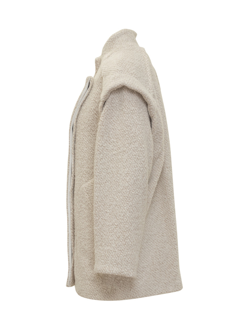 Off White Mock Collar Trench Coat