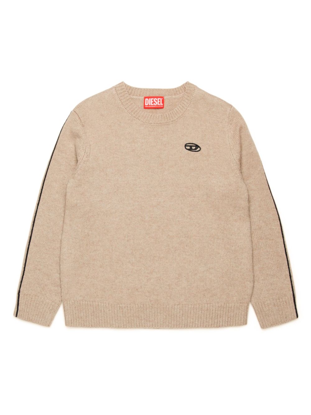 Cashmere-blend plain knitted pullover - Neutrals