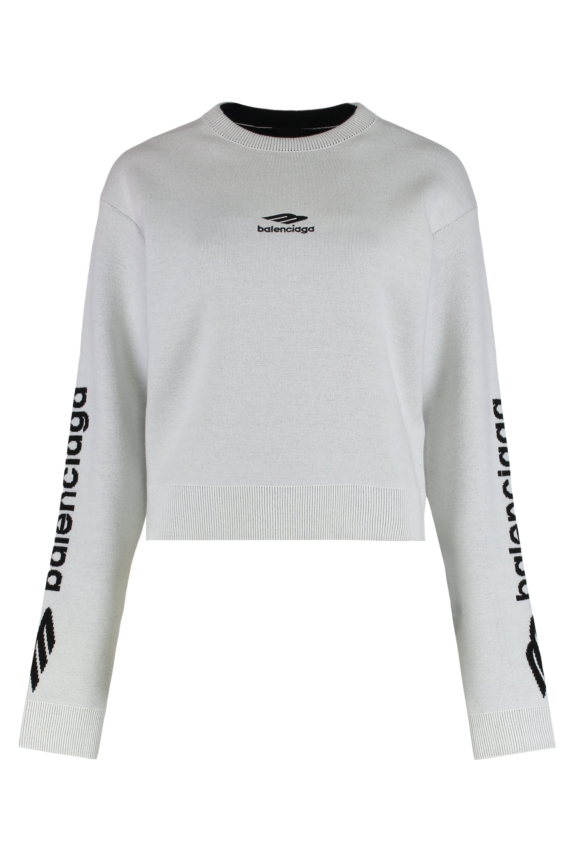 Oversize Double Face Wool Blend Crewneck Sweater