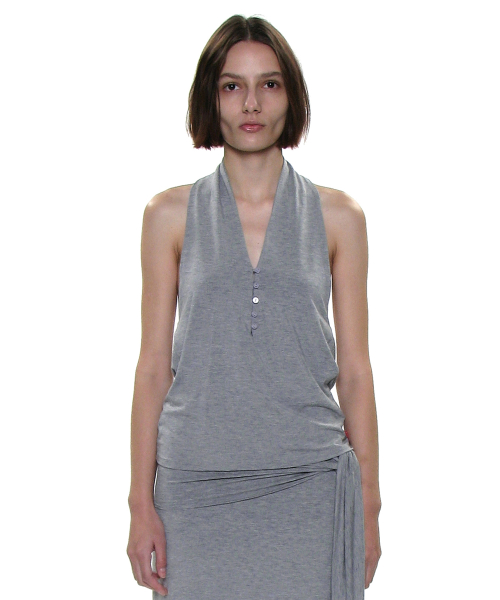PWC Button-Up Jersey Halter Neck Top