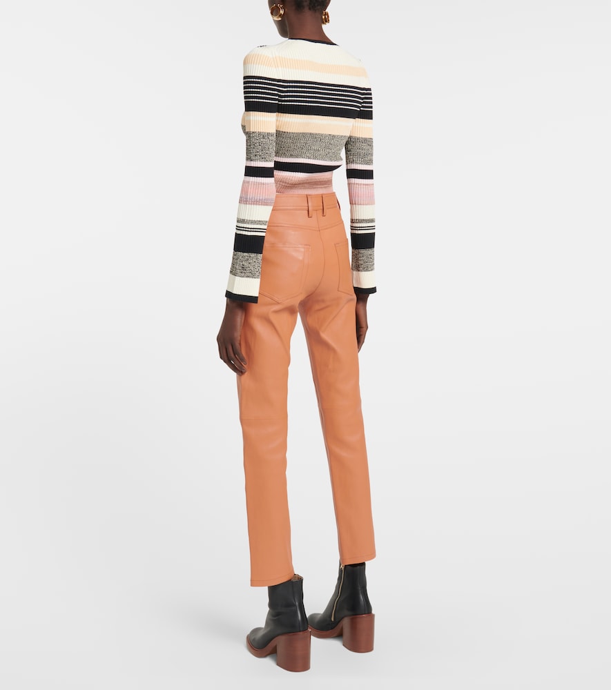 High-rise leather pants