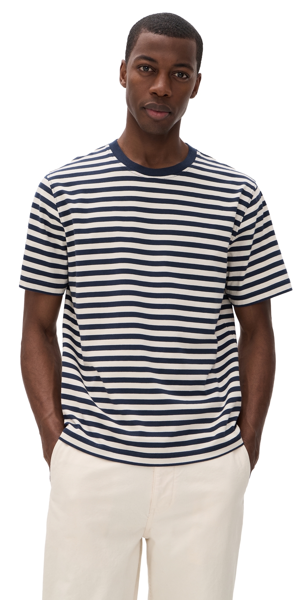 Breton Stripe Short Sleeved T-Shirt Navy/Sand