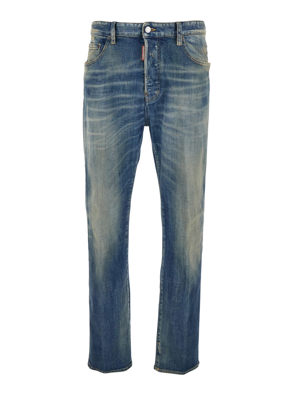 Distressed Cotton Denim Jeans — Blue