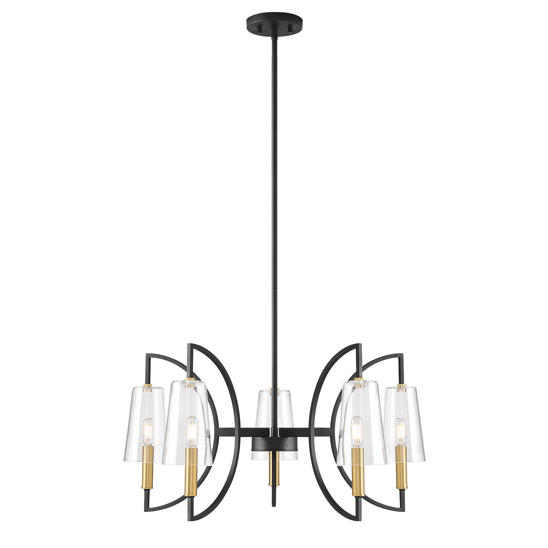 Hanley 5-Light Chandelier in Matte Black and Warm Bra