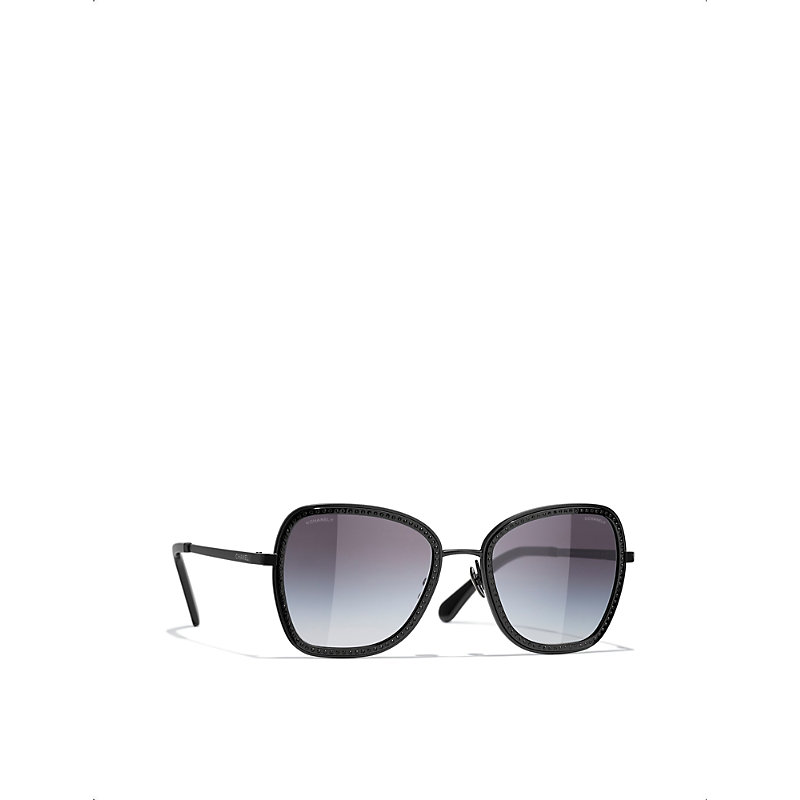Womens Black Square Sunglasses