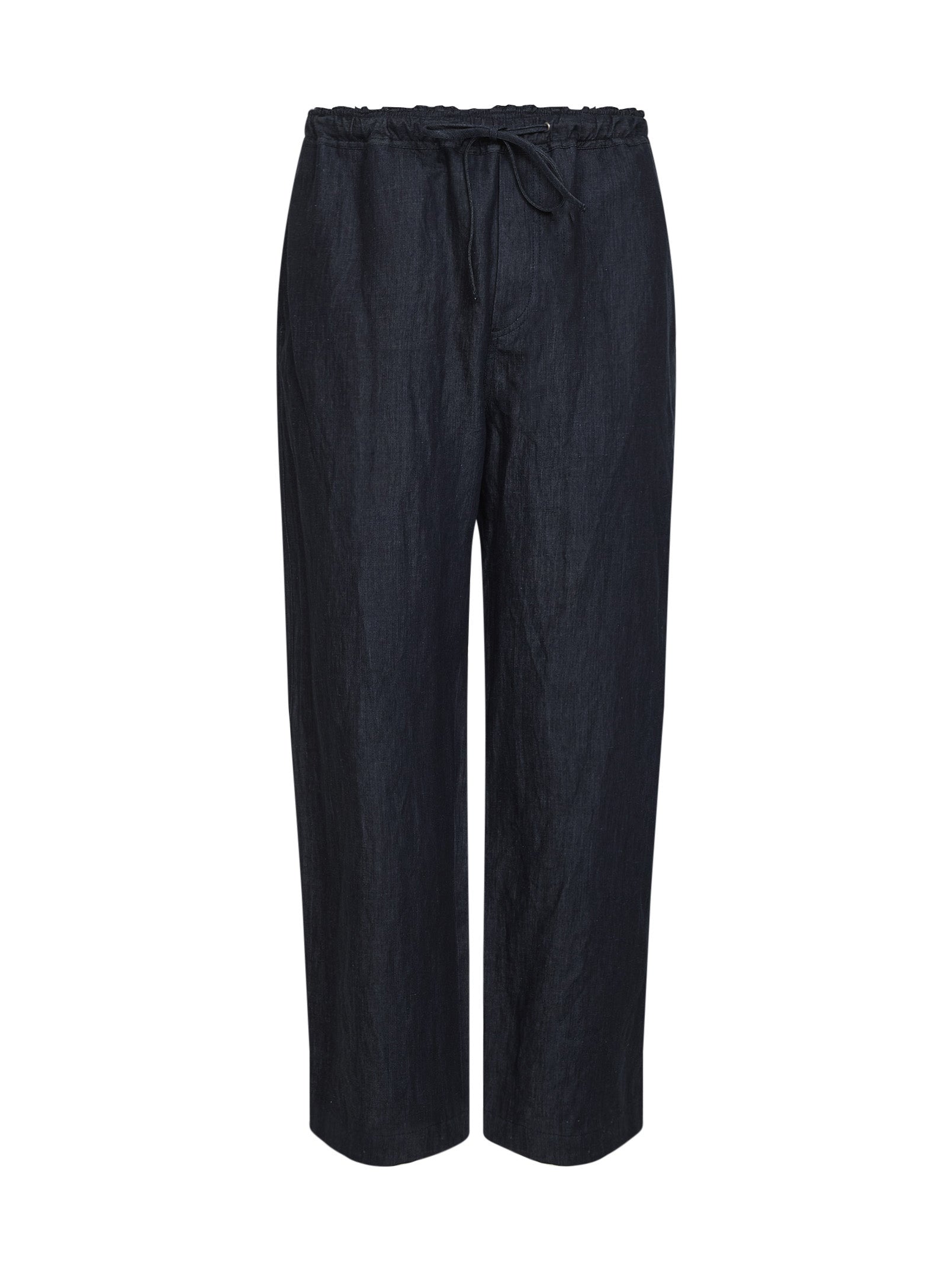 Cotton and Linen Twill Trousers — Navy
