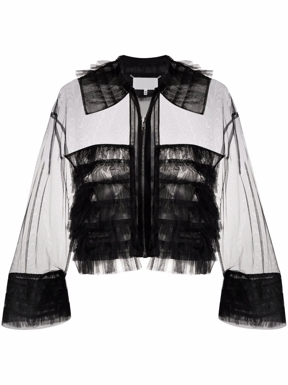 Sheer tulle bomber jacket - Black