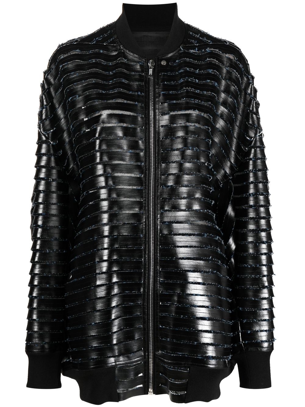 Faux-leather bomber jacket - Black