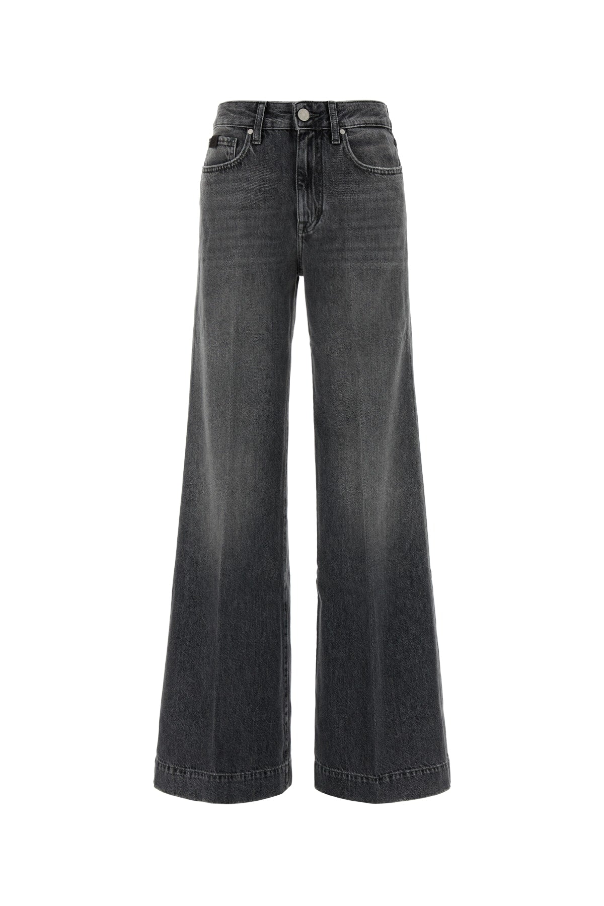 Wide-Leg Denim Jeans — Gray
