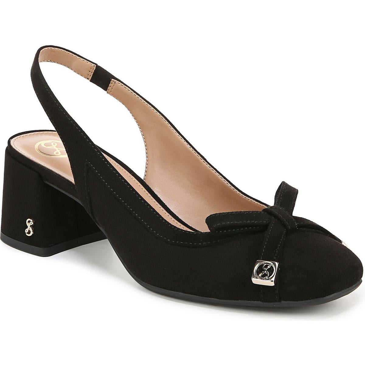 Giselle Womens Bow Faux Leather Slingback Heels