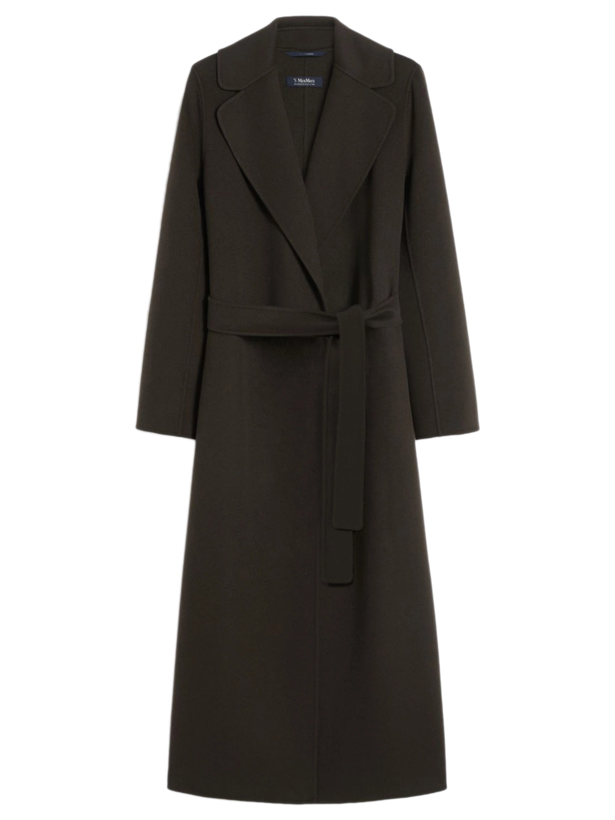 Hand-Sewn Double-Drap Pure Wool Jacket with Wide Lapel and Matching Belt