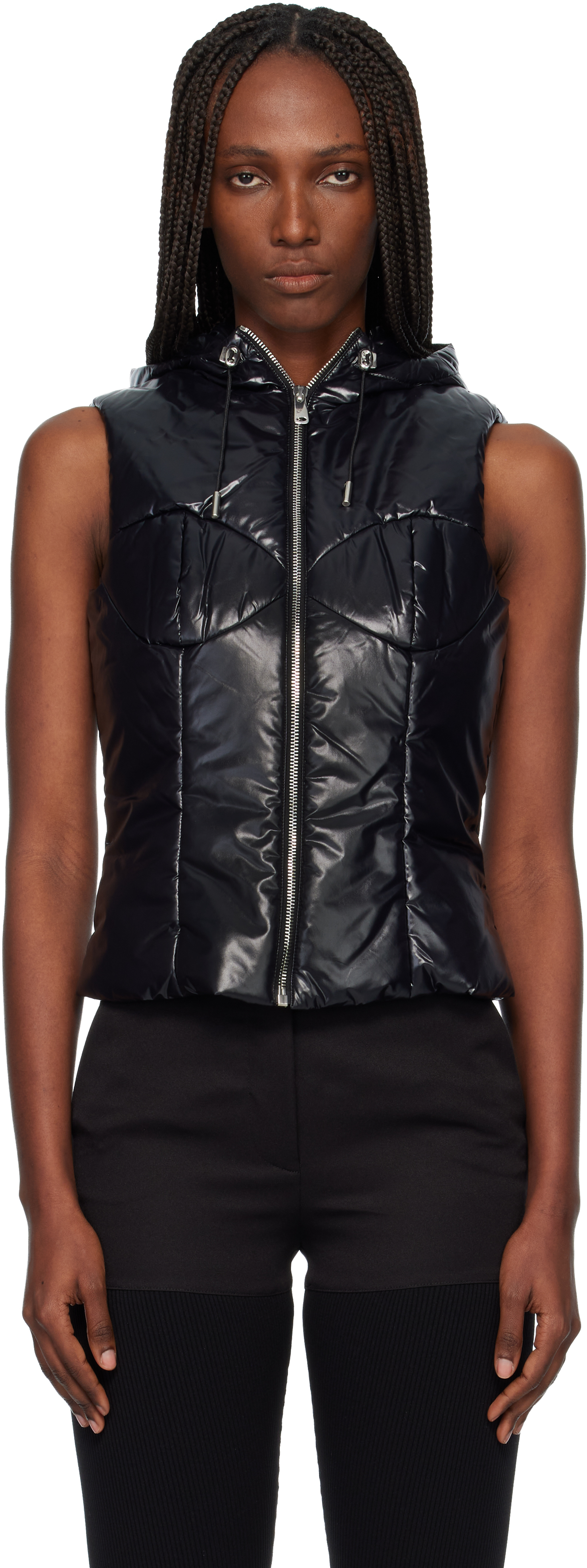 Black Hooded Puffer Vest