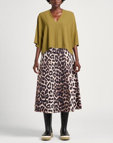 Woman Top Khaki Size 6 Polyester, Elastane