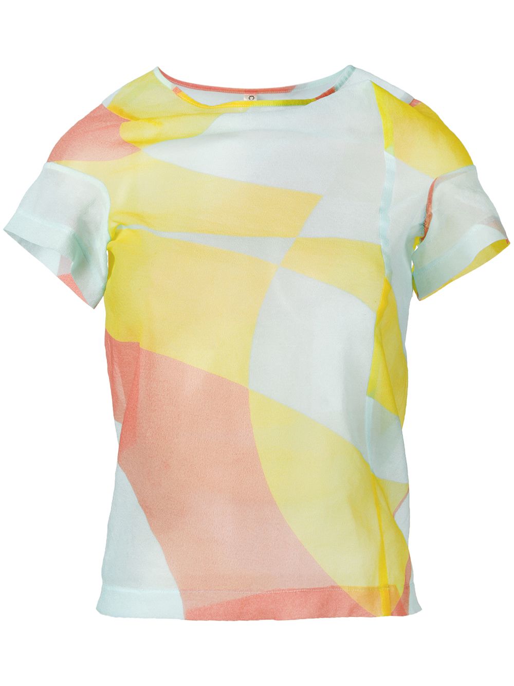 1990s geometric-print sheer top - Blue