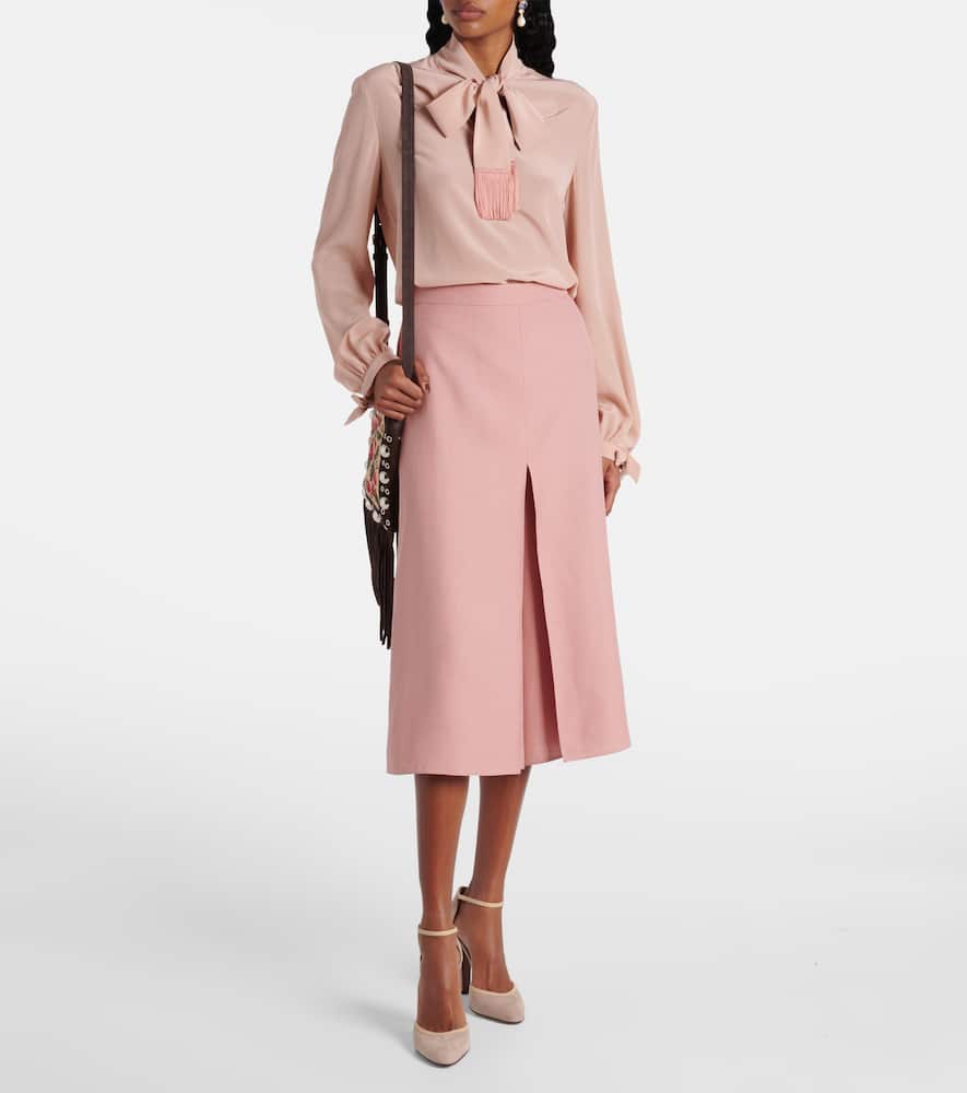 High-rise wide-leg skort
