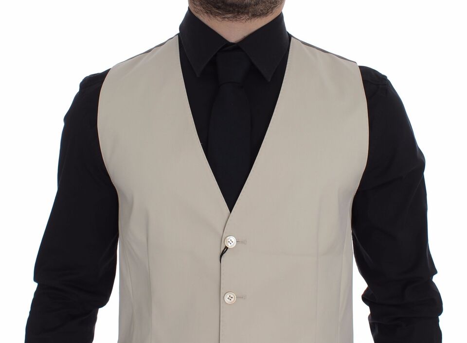 Cotton Stretch Dress Vest — Beige