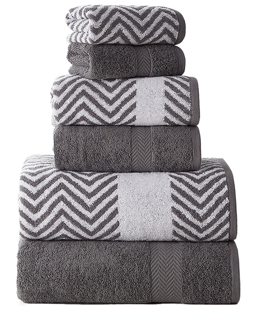 6pc Chevron Jacquard Towel Set with LetsDry