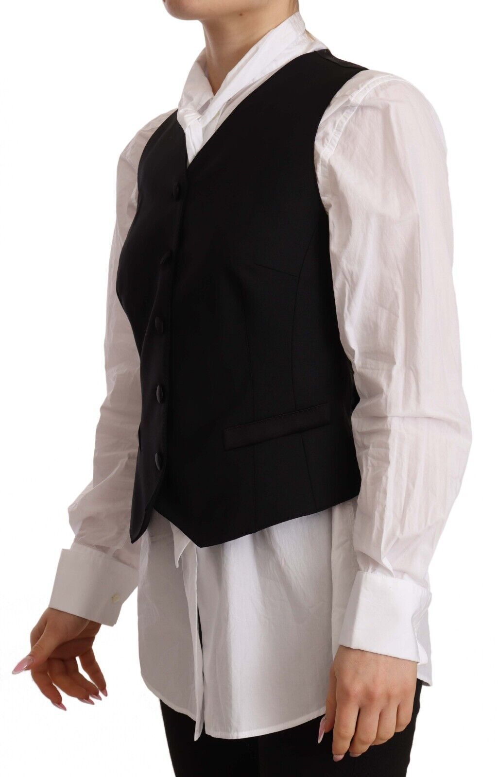 Virgin Wool Blend Vest — Black