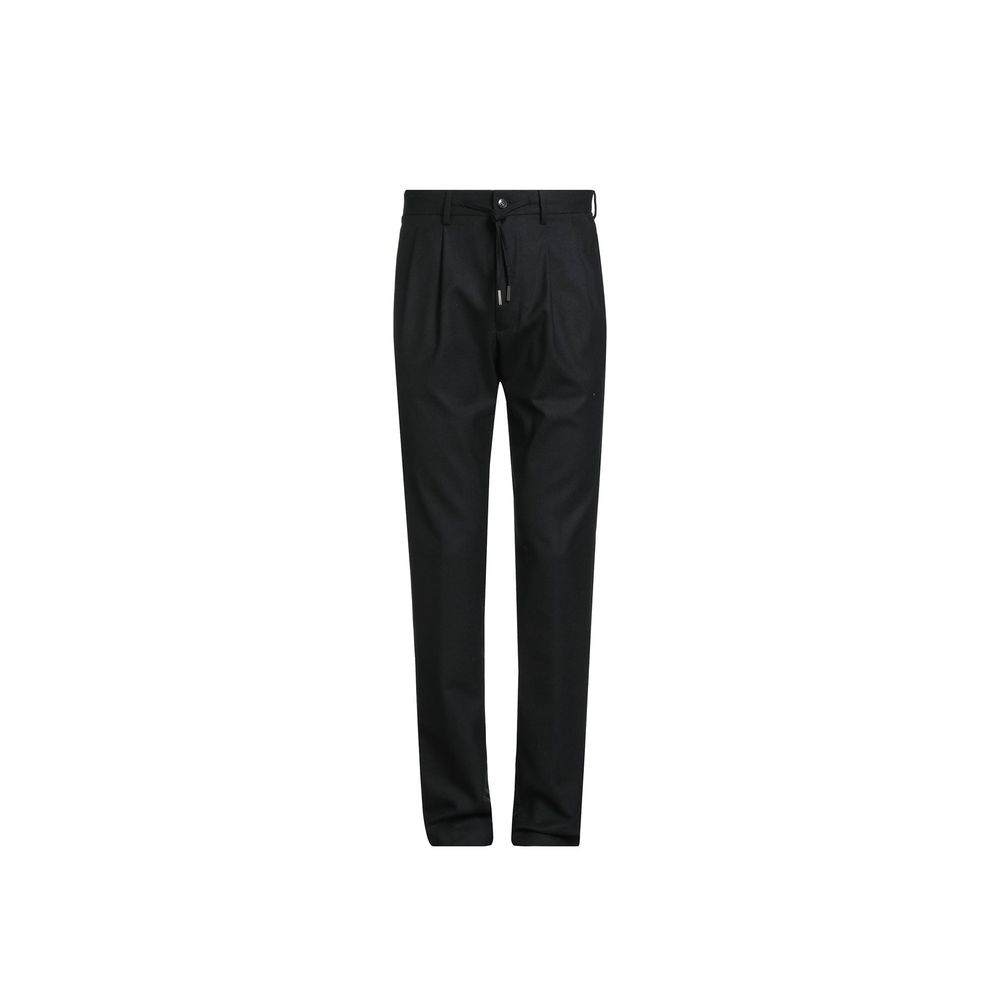 Elastane-Blend Trousers — Black