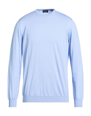 Man Sweater Sky blue Size 44 Wool, Silk, Cashmere