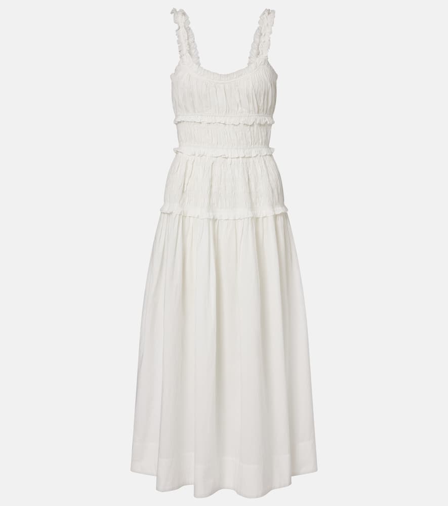 Dôen Marianne ruffled cotton poplin midi dress