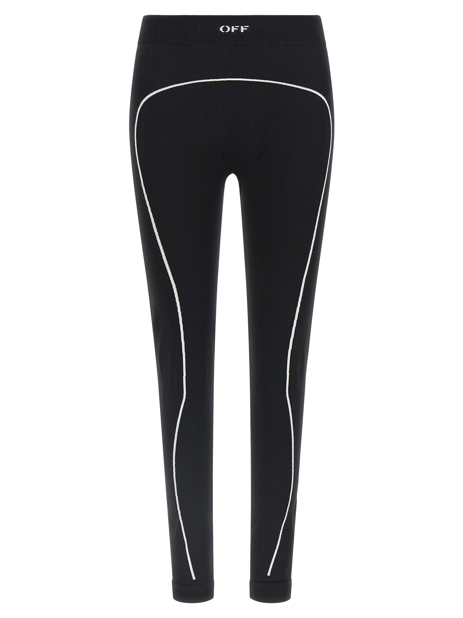 Logo-Embroidered High-Waist Leggings — Black