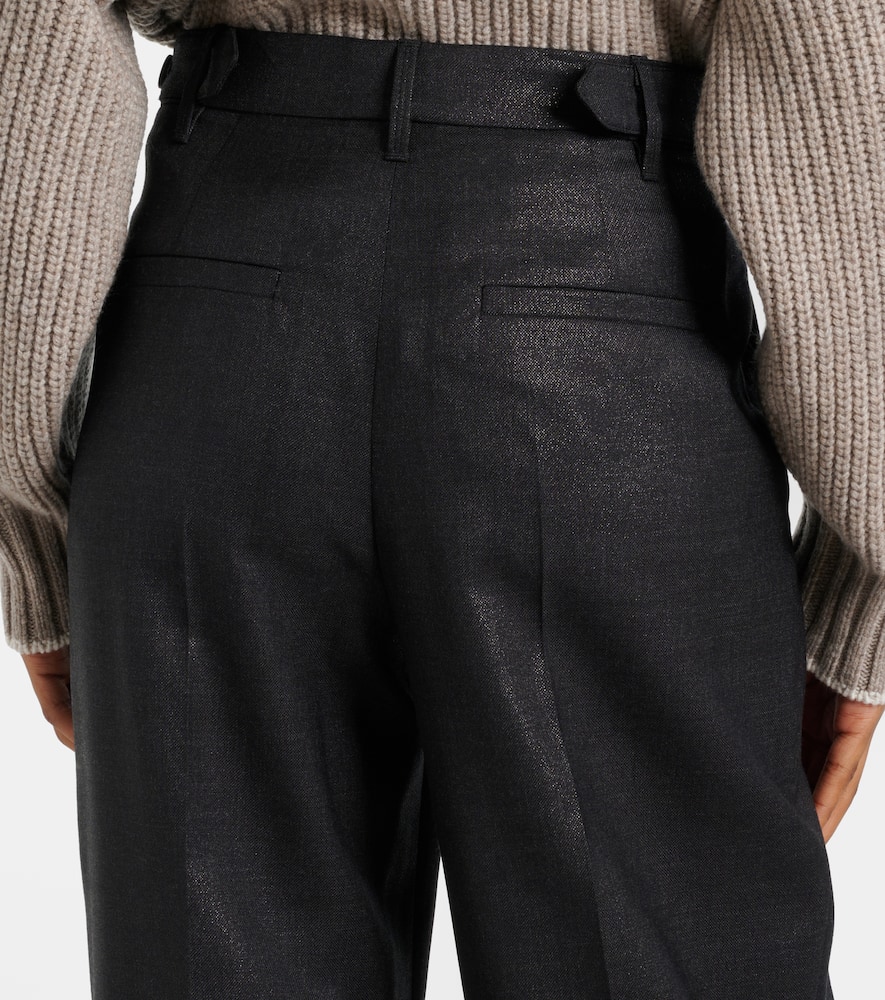 Wool-blend wide-leg pants
