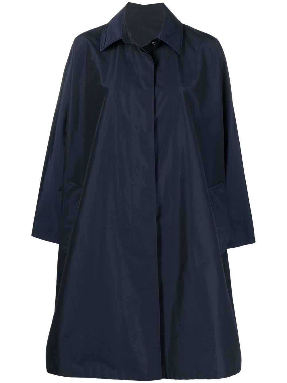 Concealed-front fastening coat - Blue