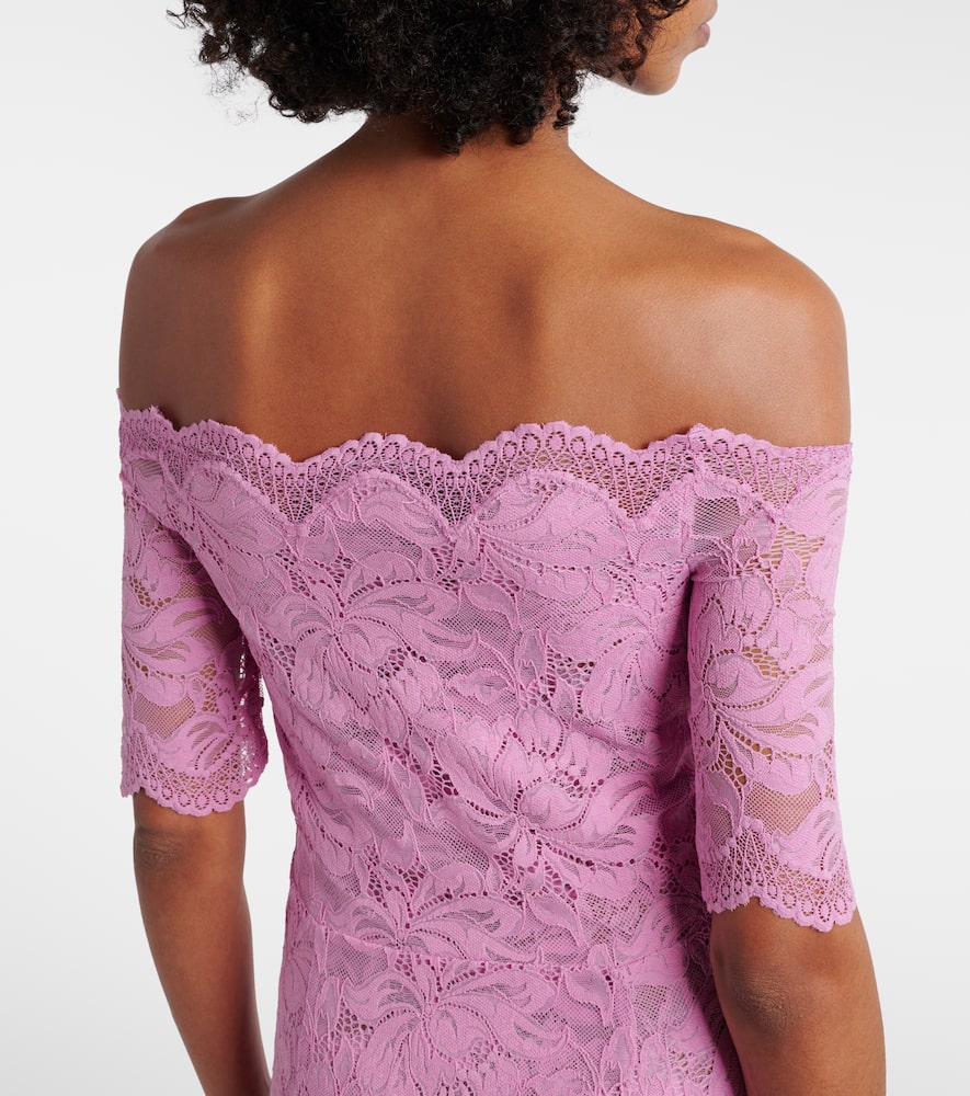Off-shoulder lace midi dress