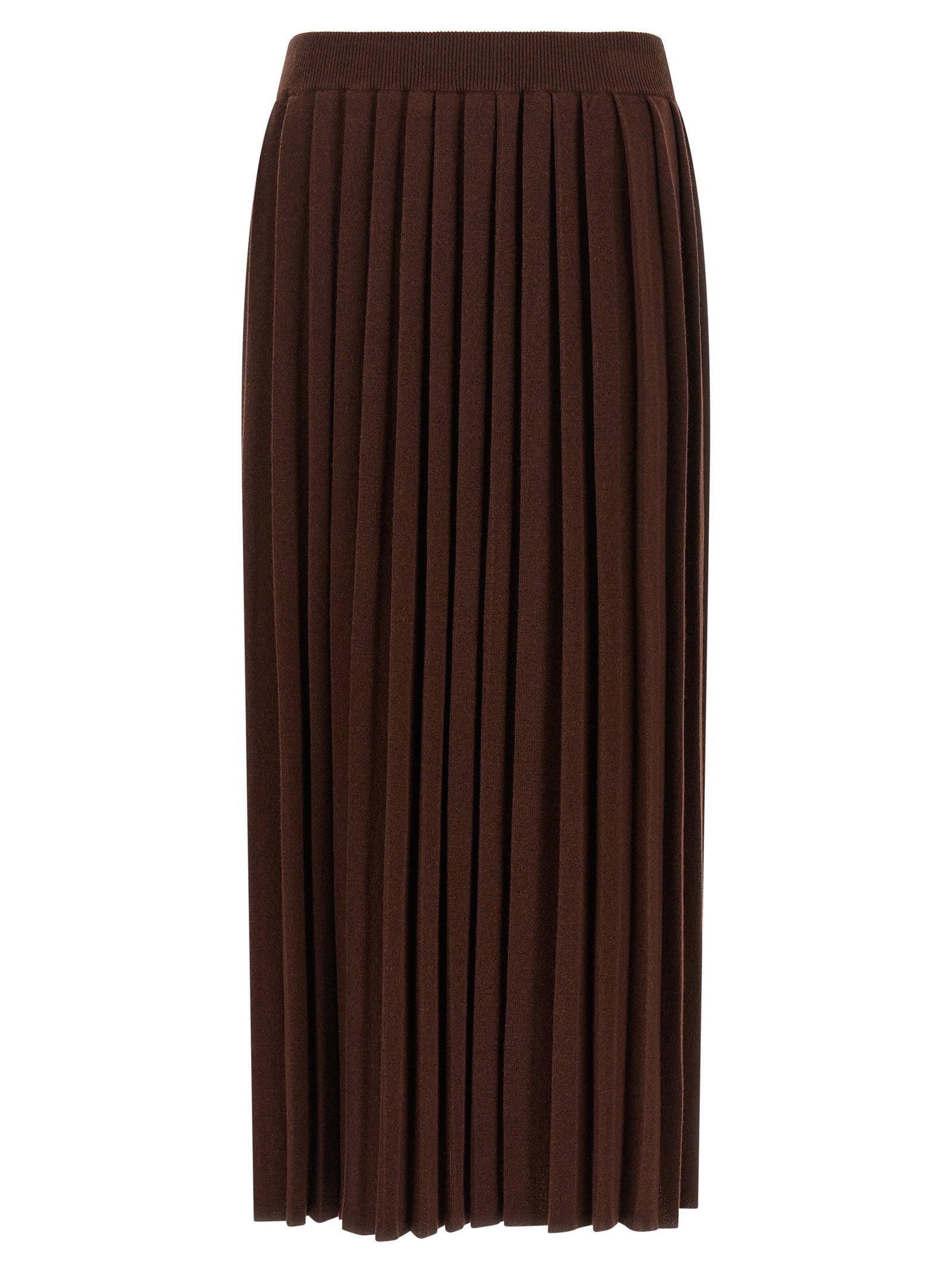 Knitted Pleated Skirt — Brown